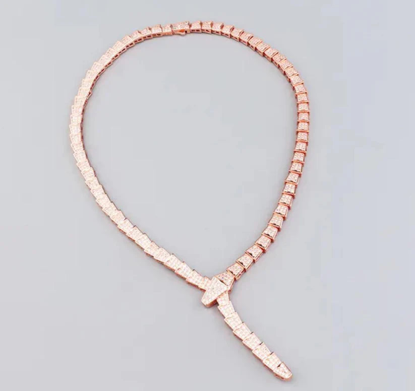 BVLGARI SERPENTI VIPER NECKLACE 18K Gold Plated Women's Jewelry GOLD-ROSE-WHITE