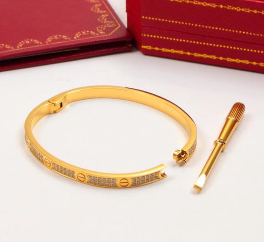 Cartier 18K Gold Plated Jewelry LOVE Bracelet yellow rose silver with Zircon