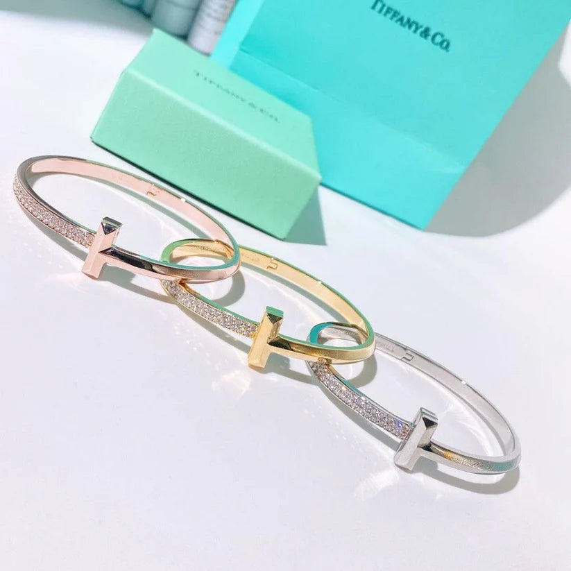 Tiffany&Co 18k gold plated Unisex Love Couple Hinged Style Bangle lock bracelets silver rose yellow gold 9 models with box fits 17cm-6.69inch