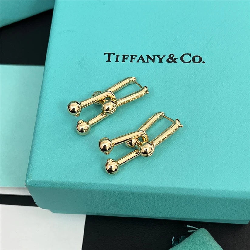 Tiffany&Co 18k Gold Plated 12 models Long Earrings Chain Link Diamond luxury Designer Jewelry for Women's Lock graduated Pavé Diamonds