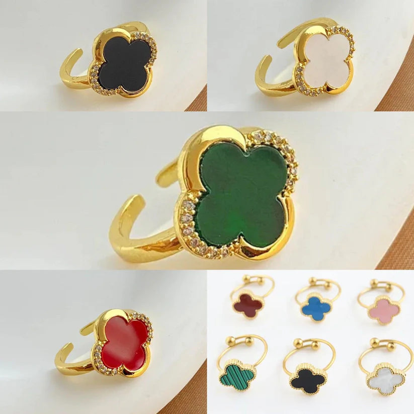 Van Cleef Vintage Alhambra Rings 18K Gold Plated Women's Jewelry 18 models