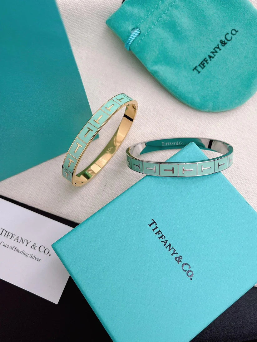 Tiffany&Co 18k gold plated Hinged Style Bangle lock bracelets