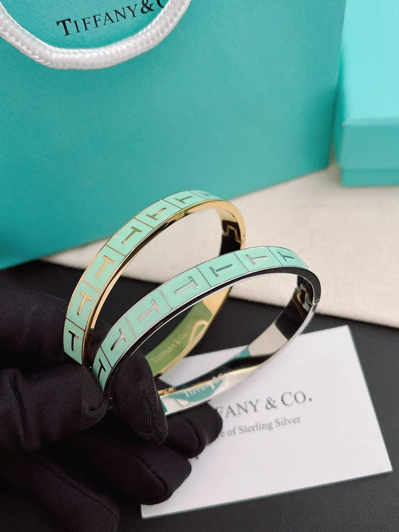 Tiffany&Co 18k gold plated Hinged Style Bangle lock bracelets