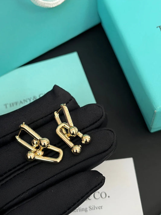 Tiffany&Co 18k Gold Plated 12 models Long Earrings Chain Link Diamond luxury Designer Jewelry for Women's Lock graduated Pavé Diamonds