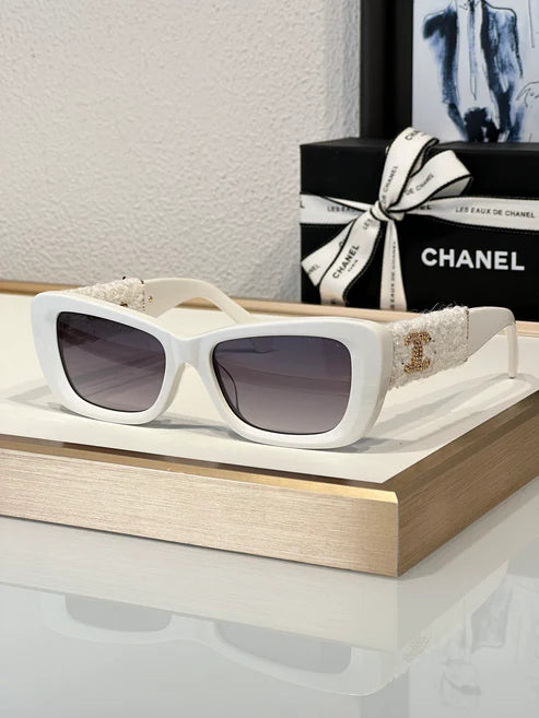 CHANEL 5514 Rectangle Sunglasses Acetate & Tweed Black & Gold frame 5 Colors ✨