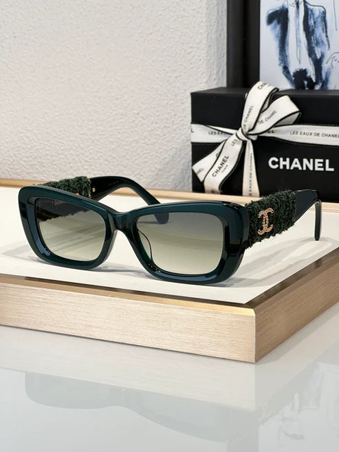 CHANEL 5514 Rectangle Sunglasses Acetate & Tweed Black & Gold frame 5 Colors ✨