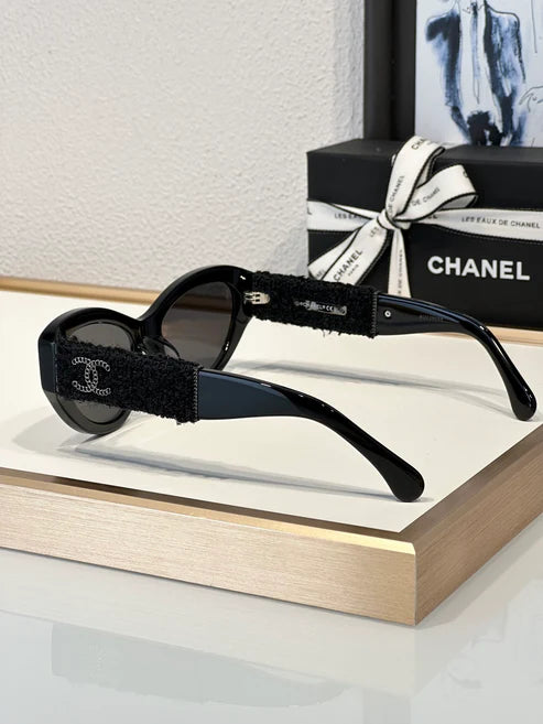 - CHANEL 5513 Cat Eye Sunglasses Acetate & Tweed Black & Gold frame 5 Colors ✨