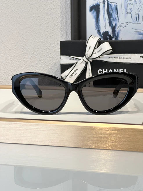 - CHANEL 5513 Cat Eye Sunglasses Acetate & Tweed Black & Gold frame 5 Colors ✨