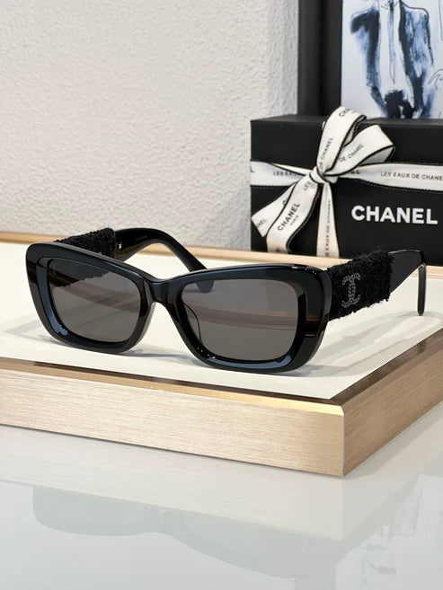 CHANEL 5514 Rectangle Sunglasses Acetate & Tweed Black & Gold frame 5 Colors ✨