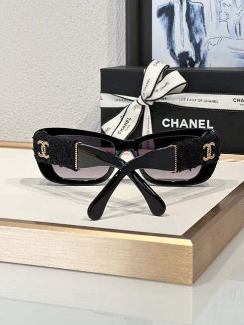 CHANEL 5514 Rectangle Sunglasses Acetate & Tweed Black & Gold frame 5 Colors ✨