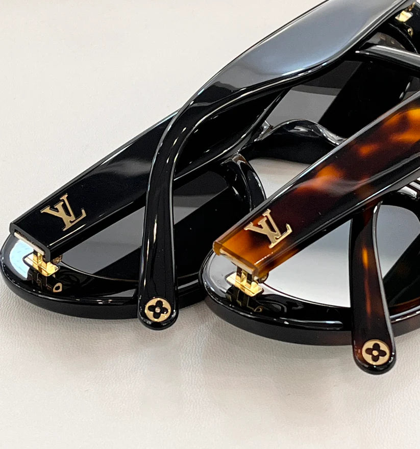 Louis Vuitton Z1981E 980 Oval Shape Negro Dorado Sunglasses