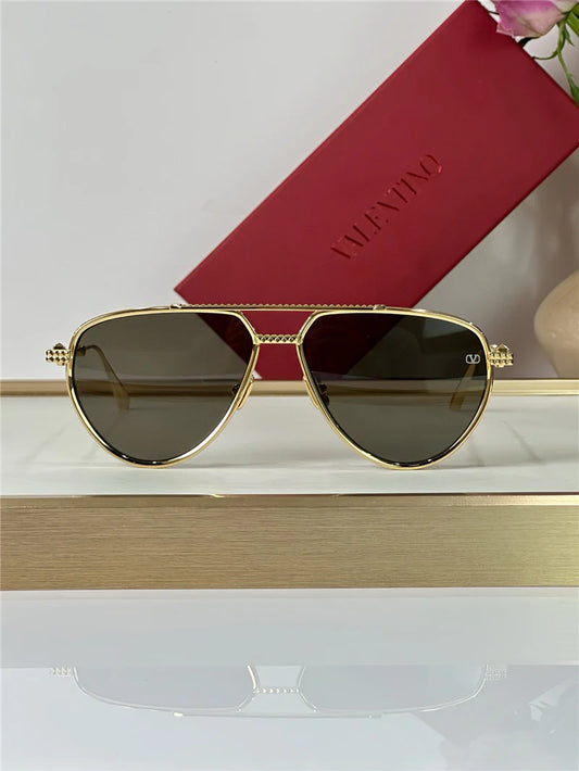 Valentino V-Stud II Titanium Aviator Unisex Sunglasses