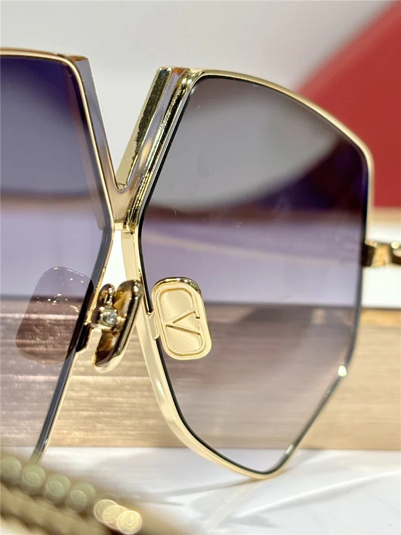 Valentino Garavani V-Hexagon 64MM VLS-115C Geometric Sunglasses