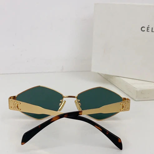 CELINE 40254 Triomphe hexagon-frame gold-tone and tortoiseshell acetate sunglasses ✨