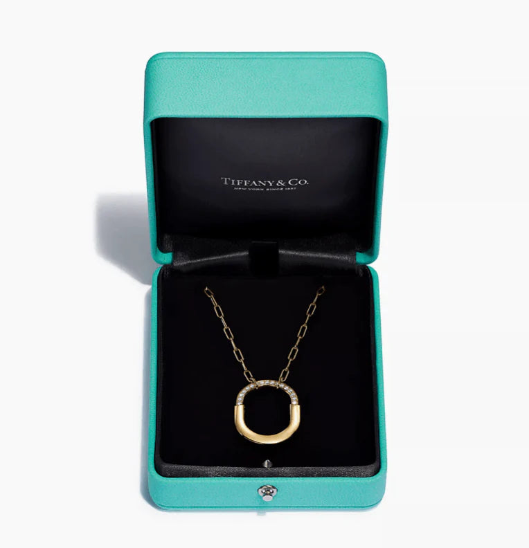 Tiffany&Co 18k Gold plated Unisex Unique Style Bangle Lock Pendant Necklace