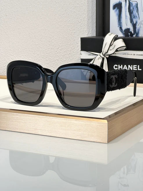 CHANEL 5512 Square Sunglasses Acetate & Tweed Black & Gold frame 6 Colors ✨