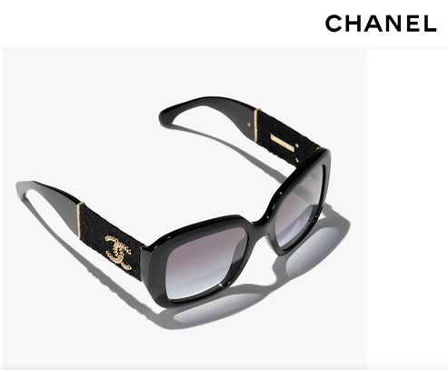 CHANEL 5512 Square Sunglasses Acetate & Tweed Black & Gold frame 6 Colors ✨