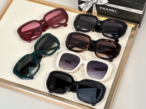 CHANEL 5512 Square Sunglasses Acetate & Tweed Black & Gold frame 6 Colors ✨