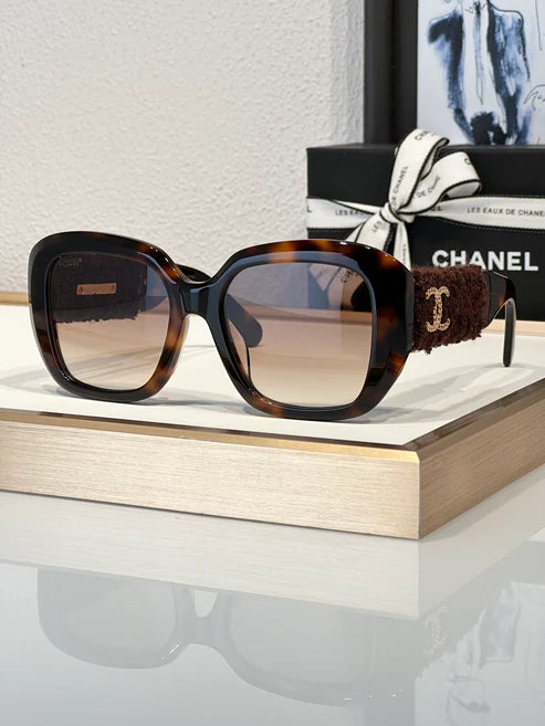 CHANEL 5512 Square Sunglasses Acetate & Tweed Black & Gold frame 6 Colors ✨