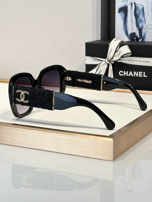 CHANEL 5512 Square Sunglasses Acetate & Tweed Black & Gold frame 6 Colors ✨