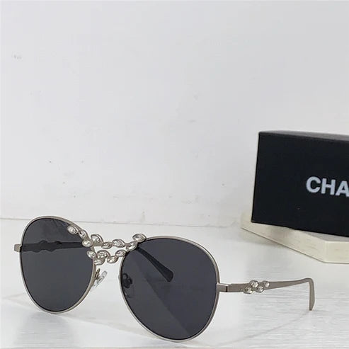 2024 CHANEL Pilot Metal & Strass Sunglasses 9566B 🖤