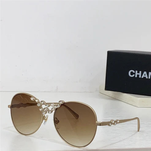 2024 CHANEL Pilot Metal & Strass Sunglasses 9566B 🖤