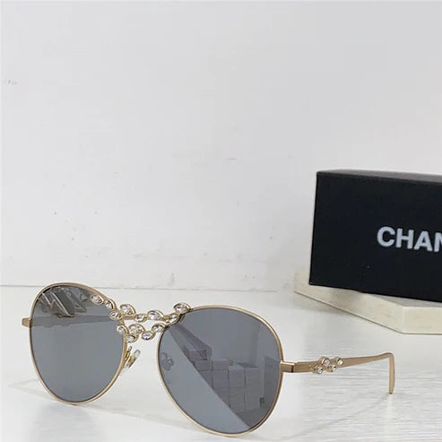 2024 CHANEL Pilot Metal & Strass Sunglasses 9566B 🖤