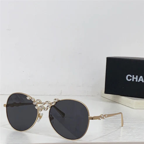 2024 CHANEL Pilot Metal & Strass Sunglasses 9566B 🖤