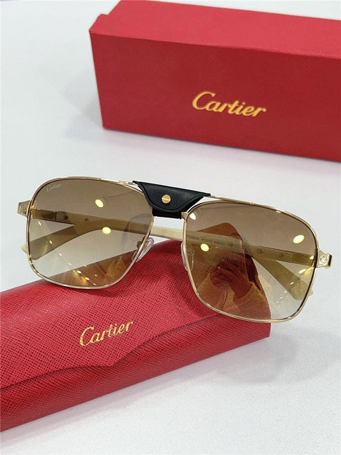 CARTIER SANTOS CT0389S Horn Men's SUNGLASSES 👑