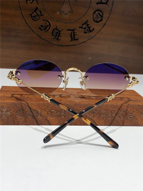 Rare CHROME HEARTS 49-22-144 PILLS I Floral Temple Rimless Glasses ⚜️