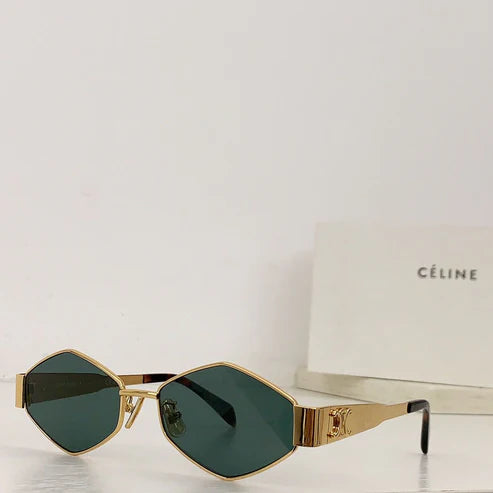 CELINE 40254 Triomphe hexagon-frame gold-tone and tortoiseshell acetate sunglasses ✨