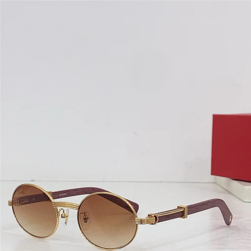 Cartier Première Round-Frame Gold-Tone and Wood CT0464S Sunglasses 🐆 $3500