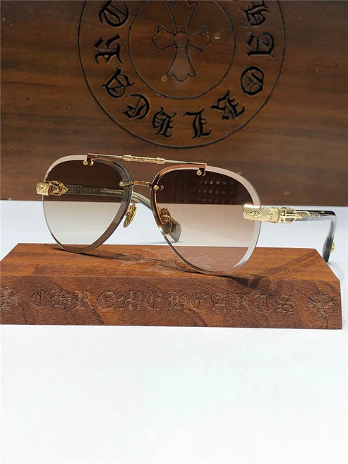 Chrome Hearts 8267 Metal frame Luxury Pilot Sunglasses🔱