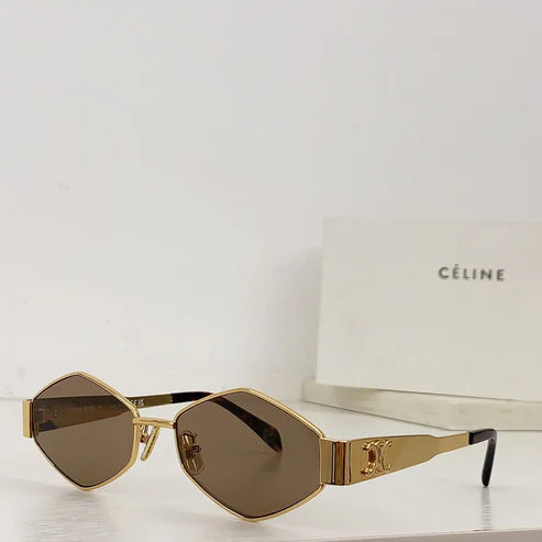 CELINE 40254 Triomphe hexagon-frame gold-tone and tortoiseshell acetate sunglasses ✨