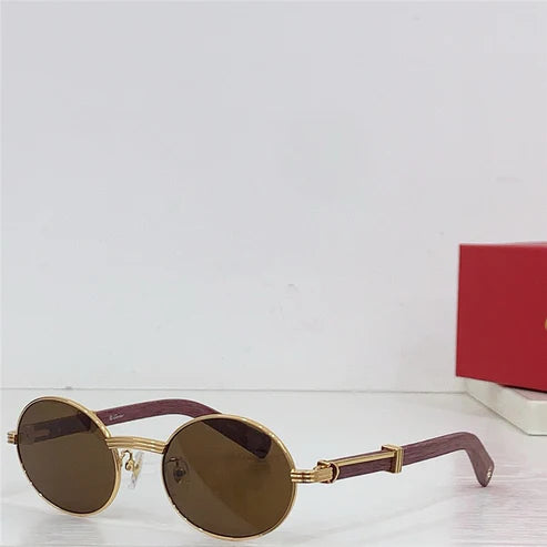 Cartier Première Round-Frame Gold-Tone and Wood CT0464S Sunglasses 🐆 $3500